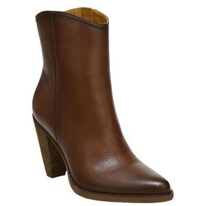 Zodiac Darrah Leather Western Pointed Toe Cone Heel Bootie Cognac Brown Sz 9 NIB